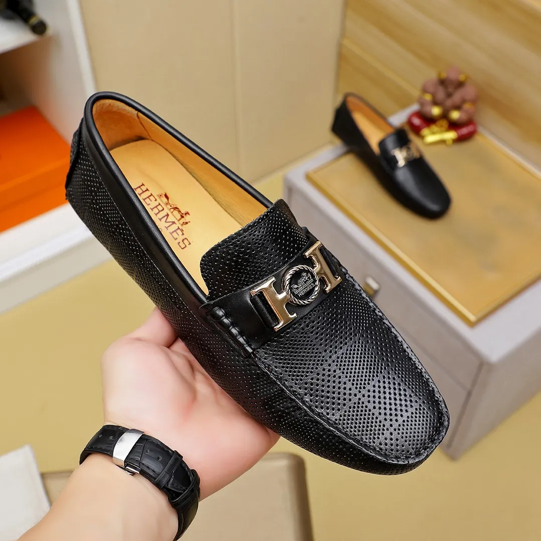 Men's shoes 💰360 🕷🕷【HERMES】The same style as Hermès counters🇨🇳Classic slip-on shoes 1:1 mold opening💯Original quality🍓Using imported first-layer cowhide🍅Pigskin lining🌶🌶Super high-end men's leather shoes🇨🇳Solid and stable Very special🍇color, optional! Code number 38-45……